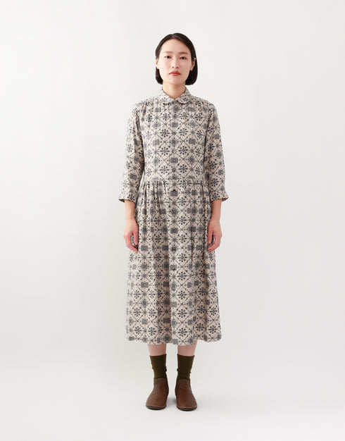 Linen gathered shirt dress